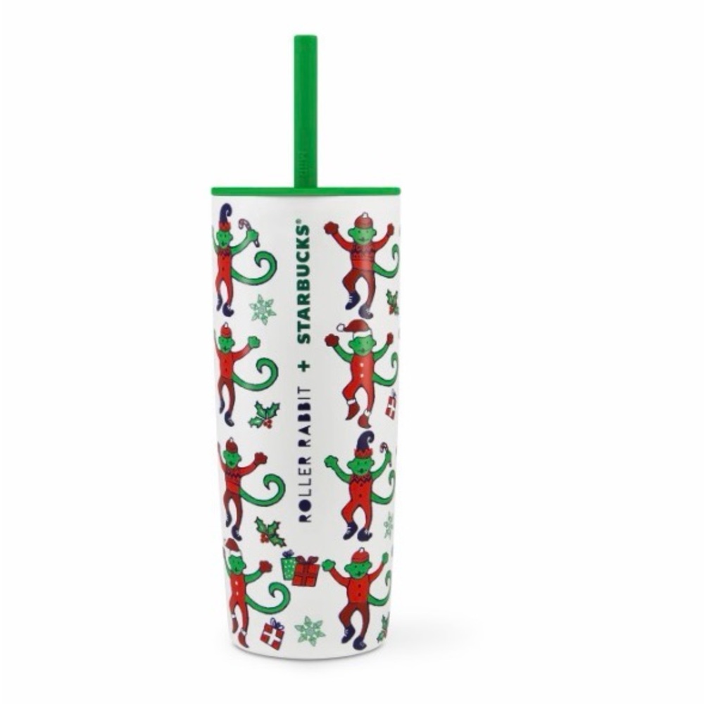 NEW Limited Edition Starbucks x Roberta Roller Rabbit Red&Green Monkey Mas Cold